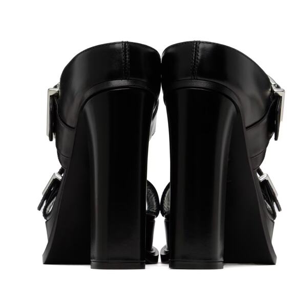 Alexander McQueen Black Platform Box Buckle Heeled Mule Sandals 36 NIB 1,820 - Picture 4 of 4